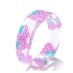Grape Patterned Acrylic Statement Ring
